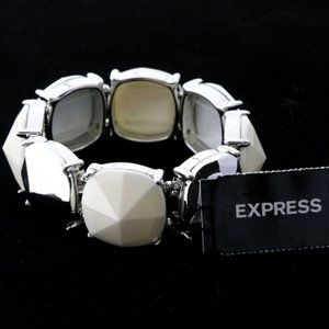 Express Stretch-Bracelet Silver/White NWT